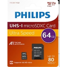 Philips Fm64mp45b/00 64gb Class10 Uhs-ı U1 Tf Adaptörlü Micro Sdxc Hafıza Kartı