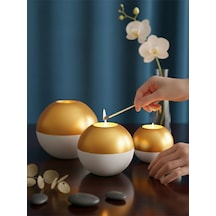 Dekoratif Gold&beyaz Tasarım Modern Ev Ofis Ve Hediyelik Dekor Aksesuarı. 3'lü Set Altın