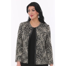Ladies First Büyük Beden 3755 Siyah-altın Ceket+bluz Takım 001