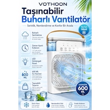Taşınabilir Işıklı 5 Spreyli Vantilatör Buzlu Buharlı Vantilatör Mini Fan Nemlendirici Buharlı 600