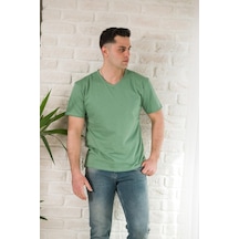 Fbı Slimfit Yırtıklı V Yaka Pamuklu Erkek Yazlık T-shirt 001