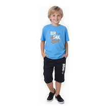 Fyk Kids Erkek Çocuk Yazlik Br-eak Baskili Alt-üst Takim Mavi
