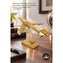 3 Adet Dekoratif Pirinç Yolcu Uçağı Maketi Masaüstü Dekorasyon, Ev Ve Ofis Aksesuarı, Brass Airplane Model, Havacılık Figürü 1