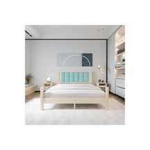 Orion Model Cam Göbeği Puflu Başlıklı Doğal Çam Ahşap Karyola-77 90 x 200