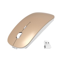 Kablosuz İnce Taşınabilir 2.4g Sessiz Fare Usb Nano Alıcılı Şarj Edilebilir Altın Diğer