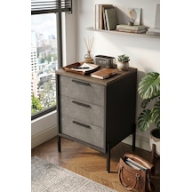 Yurudesign Vista C Ofis Keson Metal Ayaklı Kahve-Beton-Antrasit V