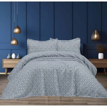 Lunok 3 Parça Çift Kişilik Yatak Örtüsü Gri