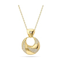 Servi 925 Ayar Gümüş Twist Halka Kolye-38 Gold - Gümüş
