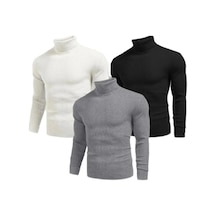Erkek 3 Adet Kaşkorse Boğazlı Full Likralı Fitilli Slimfit Body