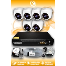 Elitcam 6 Kameralı Dome 6 İç Kamera Set 1 TB HDD Full HD Gece Görüşlü Güvenlik Kamerası Sistemi