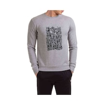 Gambling Skulls Baskılı Gri Erkek Örme Sweatshirt