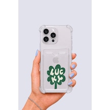 Apple iPhone Uyumlu 15 Pro Max Kartlıklı Lucky Yonca Desenli Kılıf