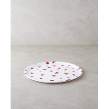 Watermellies Plastik Tepsi Beyaz - Kırmızı, 36 X 25 X 10 Cm Açık Bej