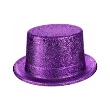 Mor Simli Glitter Silindir Parti Şapkası