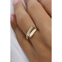 Çgk Çiğdem Gürel Kuyumculuk Çgk Wave 8 Ayar Altın Modern Minimal Yüzük Kadın, Tasarım Formu Gold