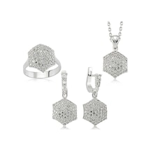 Casera's Gümüş Zirkon Taşlı Kadın Set Csr2182040 Gümüş