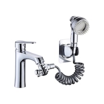 Joyhub 3 'ü 1 Arada Pirinç Vana Seti Lavabo/evye/duş Uyumlu Profesyon El Saç Yıkama Sistemi Gümüş