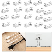 Yapışkanlı Kablo Sabitleyici Klips Set -al4551 20 Adet Şeffaf