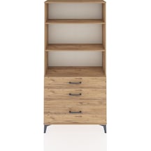 Arges Dolap 3 Raflı 3 Çekmeceli 88x30x182 Çam-çam Çam