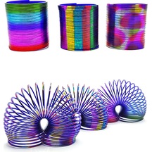 Metalik Renkli Stres Yayı Desenli Oyuncak Stres Yayı - 5 Cm Çapında - 3 Adet