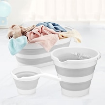 Katlanır Çamaşır Sepeti Katlanır Kova Katlanır Koçero Multi 3'lü Set - Çamaşır Sepeti-kova-koçero Beyaz
