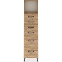 Arges Dolap Tek Raflı 6 Çekmeceli 44x30x182 Çam-çam Çam