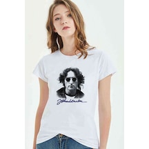 John Lennon Baskılı Beyaz Kadın Tshirt (534305316)