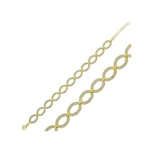 Gümüş Gold Oval Taşlı Bayan Bileklik 11368750