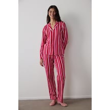 Penti Fuşya Bloom Stripes Gömlek Pantolon Pijama Takımı Pnmeqow425sk-fc3 Fuşya