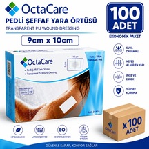 Octacare Su Geçirmez Pedli Şeffaf Pu Film Steril Yara Örtüsü 9cm 10cm 100 Adet