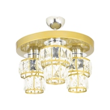 3lü Lüks Kristal Taşlı Modern Model Yuvarlak Tepsi Eskitme Avize
