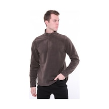 Uniprom Erkek Normal Kesim Dik Yaka Yarım Fermuarlı Polar Sweatshirt Füme