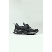 Punto 539024 Bağcıklı Kalın Taban Sneaker Kadın-11337-siyah