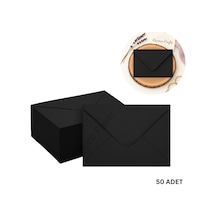 Siyah Davetiye Zarfı, Dayanıklı Mat Tebrik Kart Ve Mektup Zarfı Seti, 50 Adet, 13x18 Cm - 140 Gr