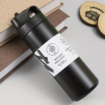 Besthome1 1 Adet Active Tumbler 550ml 19 35oz Paslanmaz Çelik Vakumlu Termos Seyahat Bardağı Pipetli Ve Saplı Siyah