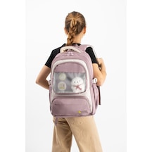 Ventis Qualty Okul Çantası Su Geçirmez Klinkır Kumaş Unisex Sırt Çantası Model 1g Pembe