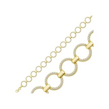 Gümüş Gold Yuvarlak Taşlı Kadın Bileklik