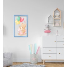 Bk Home Tatlı Ayıcık Tasarımlı Dekoratif Mavi Ahşap Çerçeveli Çoc (551087472)