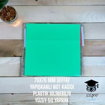 Yeşil 76x76 Mm Şeffaf Yapışkanlı Not Kağıdı Plastik Silinebilir Yüzey 50 Yaprak