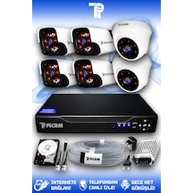 Picam 6 Kameralı Panda 2 İç Kamera Set 250 GB HDD Full HD Gece Görüşlü Güvenlik Kamerası Sistemi