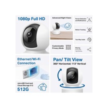 C202, 1080p Full Hd, Hareket Tespit Ve Takibi, 360 , 9m Gece Görüşü, Çift Yönlü Ses, Alarm, Bulut/yerel Depolama, Bebek Ağlaması Tespiti, İç Mekan Ethernet/wi-fi Güvenlik Kamerası Diğer