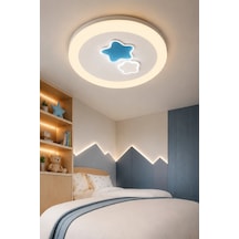 Modern Premium 3 Renkli Ledli Tavan Plafonyer Avizesi Yıldız Desenli 50 Cm Çocuk Odası Şık 100w Beyaz