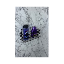 Buççin Online Mağaza Banyo Düzenleyici Şampuanlık Sabunluk 1 Adet Lamalı Yapışkanlı Duş Rafı Organizer Metal Siyah Çok Renkli