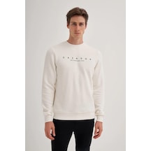 Cazador 52350 Erkek Bisiklet Yaka Sweatshirt Ekru