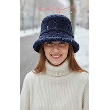 Kadın Peluş Bucket Lacivert Renk Şapka Lacivert