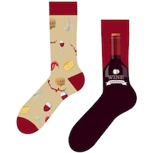 Sağllı Sollu Şarap Desenli Renkli Çorap