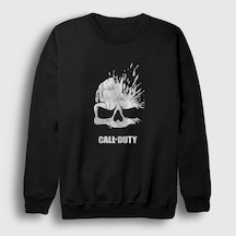 Presmono Unisex Skull Call Of Duty Sweatshirt Siyah