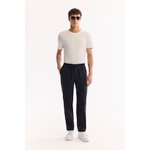 Avva Erkek Siyah Beli Lastik Bağcıklı Soft Touch Relaxed Fit Pantolon A52y3013