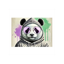 Gözlüklü Panda Figürü Tasarım Mdf Tablo