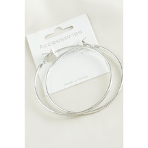 Boru - 504 - Halka Küpe 6 Cm - Nazblsmm - Gümüş Rengi